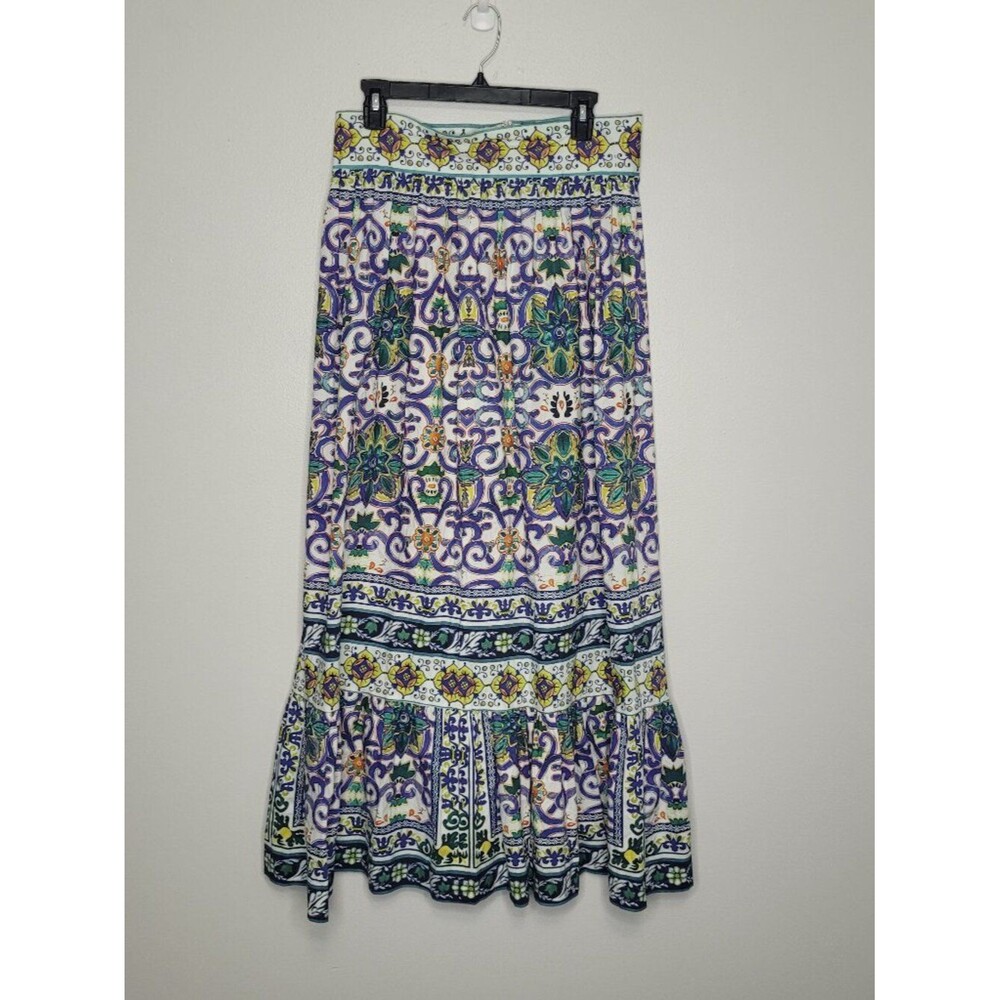 ANTONIO MELANI vacation geometric print maxi boho mosaic tile peasant skirt 10